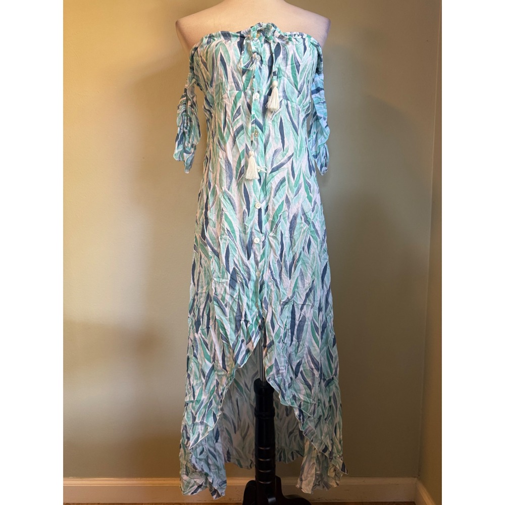 Khush dainty Hi-Lo Maxi Dress Green XS NWT whimsi boho chic beach resort blue tr